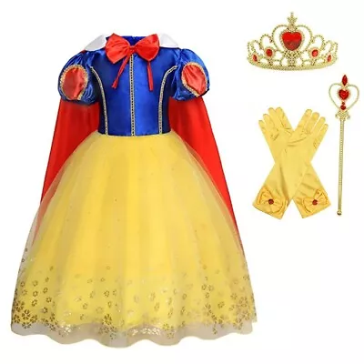 Princess Costume Snow White for Halloween Party Kids Cosplay Outfits Cape Set - Image 1 of 4