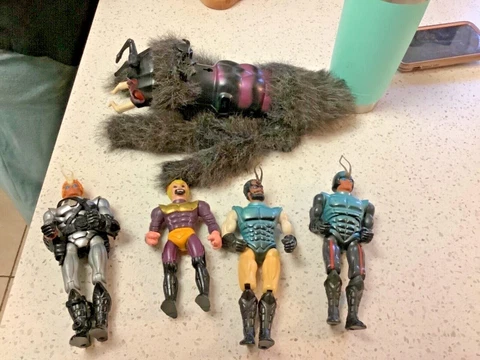 The Sectaurs- 3 Assorted Action Figures -1Unkown 1 bug 1984 Played With See Pics Cover