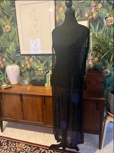 vintage 1920s Black dress/sheath antique beaded - Picture 1 of 18
