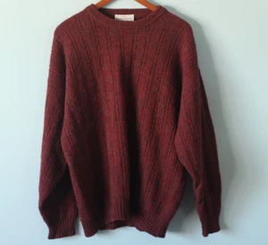 VTG Mackinnon of Scottland Size Medium Red 100% Wool Sweater Fisherman Scotland - Picture 1 of 17