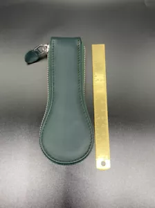Leather Travel Watch Storage Case With Zipper Green Hand Made - Picture 1 of 12