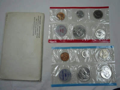 1963 US Mint Set Uncirculated 10 Coin P & D OGP 90% Silver in Envelope - Image 1 of 4