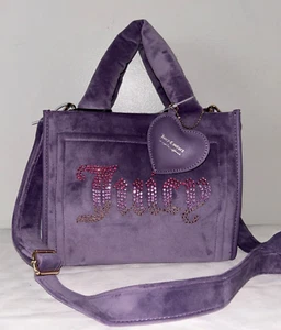 NEU! Neu mit Etikett Juicy Couture Velours Big Spender Mini Beuteltasche Tasche in Dusty Violet - Bild 1 von 8