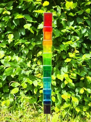Gartenstecker Glas klein Sonnenfänger Deko Garten Handarbeit Winterfest Regenbog - Bild 1 von 2