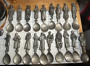 19p Set Franklin Mint Canterbury Tales Pewter Spoons Medieval Sailor Knight Cook - Picture 1 of 10