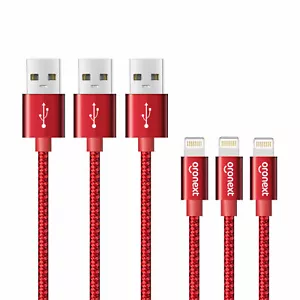 3 Pack Charge Cables for Apple iPhone 13, 12, 11, X, 8 Pro Max - Nylon Braided - Picture 1 of 19