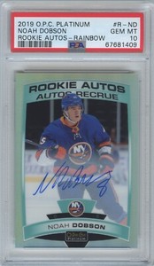 2019-20 O-Pee-Chee Platinum Noah Dobson Rainbow Rookie Auto #R-ND PSA 10 GEM MT