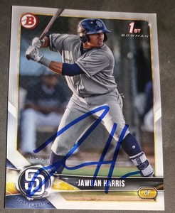 Jawuan Harris Signed 2018 Bowman Draft 1st Auto Card San Diego Padres
