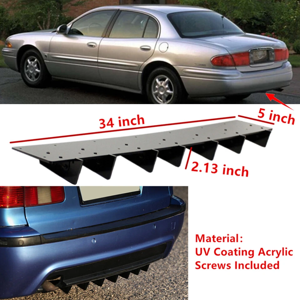 34x5" Fit For Buick LeSabre 00-05 Rear Bumper Diffuser Fin Splitter Universal - Изображение 1 из 4