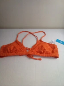 Cupshe Bikini Top Women XL Padded Cups Textured Scallop Trim Orange - Picture 1 of 13