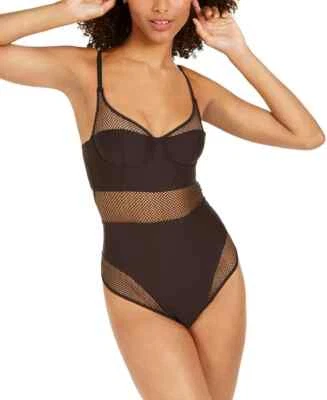 Tanga body de malla técnica suave transparente DKNY para mujer talla 32B DK7016 NUEVO CON ETIQUETAS Foto 1 de 4