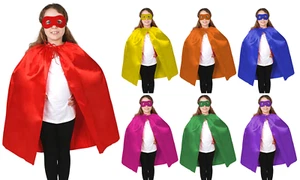 Kid's Cape Kid Cape Superhero Plain Colour Cloak 90cm Satin - Picture 1 of 17