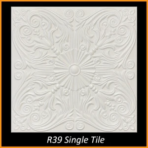 DIY Ceiling Tiles, Glue Up, Foam, 20x20 R39 Victorian White Pack of 96 (253 s/f) - Picture 1 of 4