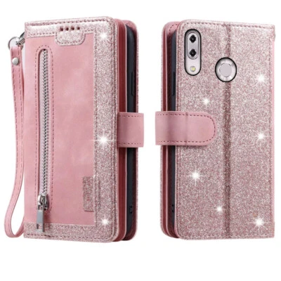 Estuche tipo billetera para Asus Zenfone 5z ZS620KL, estuche magnético con cremallera de cuero para tarjetas Foto 1 de 4