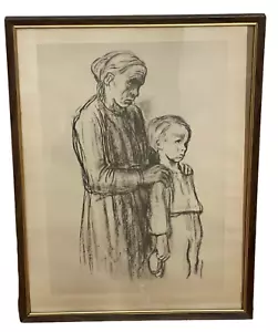 Kathe Kollwitz Druck Kindergericht Kollotyp Frau Oma Junge Enkel Vintage - Bild 1 von 8