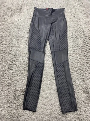 Spanx Faux Leather Moto Leggings Women XS Black Pull On Grudge Whimsy Yoga Pants - Image 1 of 4