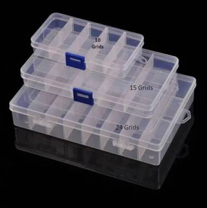 Caja de plástico 24/15/10 organizador de rejilla ajustable contenedor de almacenamiento de cuentas de joyería - Imagen 1 de 9