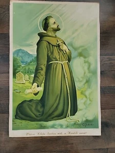 Vtg St Francis Naslikao Jurkic 1938 board print catholic Nikola Italy ? Religion - Picture 1 of 18