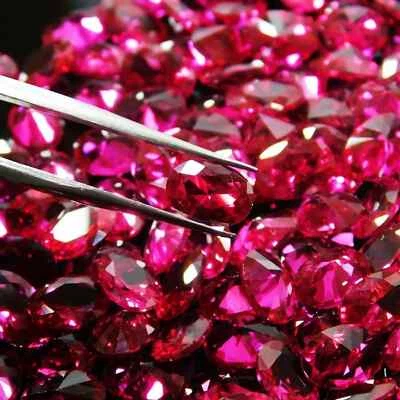 50 pcs Natural Red Ruby Gemstone Certified Mogok Oval Shape 7 x 5 MM Lot - Image 1 of 4