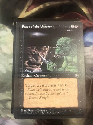MTG Magic Misprint Feast of the Unicorn Homelands Gray Border Ink Error MP - Image 1 of 2