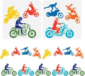 2 Stencil Da Motocross per Pittura, 30 X 30 Cm, Riutilizzabili, Stencil per Moto - Foto 1 di 12