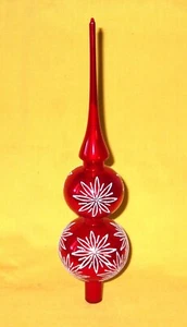 VINTAGE CHRISTMAS TREE FINIAL RED GLASS TOPPER - Picture 1 of 3