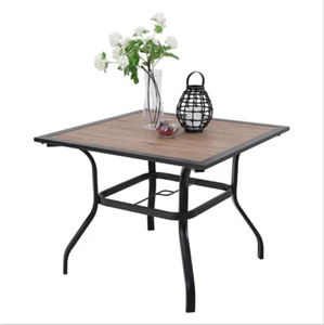 Metal Garden Dining Table Outdoor Patio Table Patio Funriture w/Umbrella Hole - Picture 1 of 9