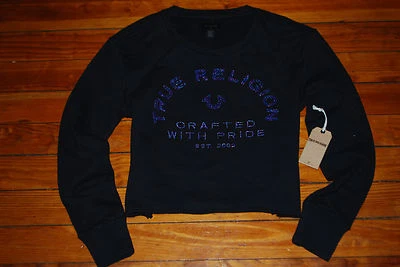 NUEVA Sudadera Corta Para Mujer True Religion Lurex Brillante (X-Pequeña Pequeña Grande) Foto 1 de 4