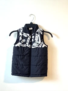 Nike Just Do It Puffer Chaleco Sin Mangas Niños Cremallera Completa Grande Negro Talla 7 - Imagen 1 de 4