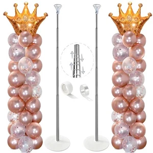 Balloon Column Stand Kit Set of 2, 7ft Height Adjustable Balloon Arch Kit, Me... - Picture 1 of 6