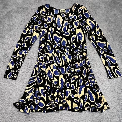 Minivestido Show Me Your Mumu manga larga calce y acampanado para mujer grande negro azul Foto 1 de 4