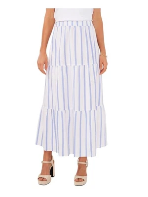 VINCE CAMUTO Womens White Striped Tea-Length Wear To Work A-Line Skirt S - Image 1 of 4