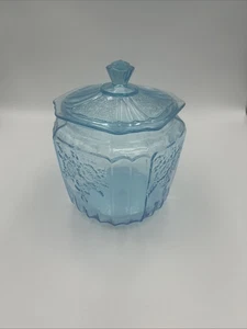 Vintage Anchor Hocking Glas Eisblau Mayfair Keks/Cookie, Reproduktion - Bild 1 von 6