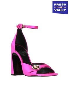 PVP €850 VERSACE Sandalias de satén US9 UK6 EU39 Rosa Logo Correa para el tobillo Hechas en Italia - Imagen 1 de 8
