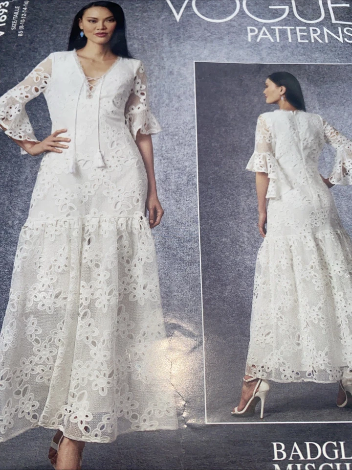 Vogue V1693 MISS DRESS GOWN 8-16 A-D Cups Fitted V-Neck Ties Badgley  Mischka - Image 1 of 1