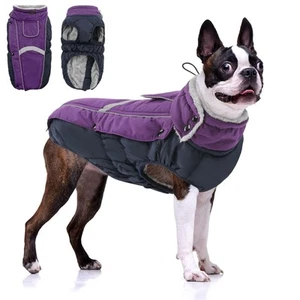 Warm Fleece Dog Jacket - Cold Weather Waterproof Snow Jacket with Leash Hole,... - Picture 1 of 8