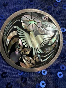 Taco 925  Sterling Silver Abalone Sterling Mother Of Pearl Dove Brooch/Pendant - Picture 1 of 4