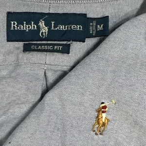 Ralph Lauren Classic Fit Herren Medium Flesh Pony Chambray Button Up Hemd Vintage - Bild 1 von 5