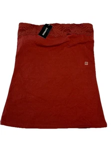 NEW y2k 2000s XS Express lace trim Camisole Tube Top   Red  shelf bra - Picture 1 of 8