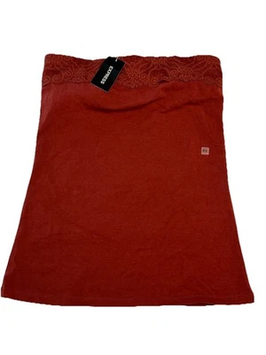 NUEVO y2k 2000s XS Express encaje ribete camisola tubo superior rojo estante sujetador Foto 1 de 4