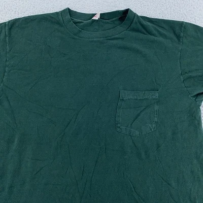 Vintage 90s BVD Dark Green Pocket T-Shirt Mens Large Blank Cotton Short Sleeve - Image 1 of 4