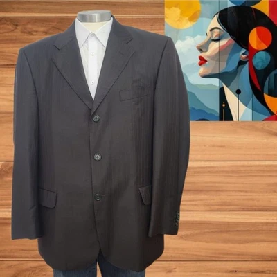 Blazer masculino Collezione Italia lã 3 botões entalhe lapela tamanho 44 listrado marrom - Imagem 1 de 4