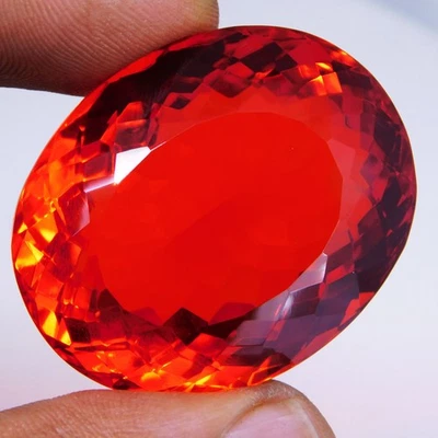 Opala de fogo mexicana natural certificada 179,60 quilates laranja vermelha corte oval pedra preciosa solta - Imagem 1 de 4
