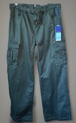 Look!! Limited Too 6 Cargo Pants Olive Drab Flared Belt Zipper 6 Pockets - Image 1 of 4