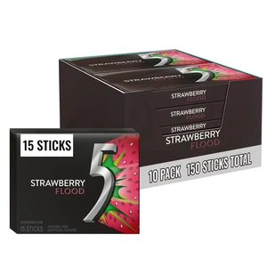 Gomma da masticare senza zucchero alla fragola acida confezione sfusa, 15 stick (confezione da 10) - Foto 1 di 7