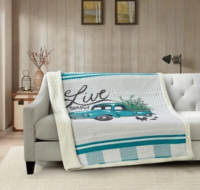 Virah Bella - Flower Truck - Quilted Sherpa Throw - 50"x60" - Image 1 of 2
