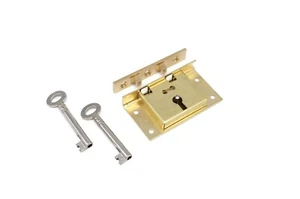 Half Mortise Lock Chest Trunk Medium Box Lock Solid Brass Cabinet Lock 2 Keys - Picture 1 of 4