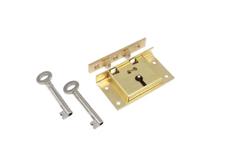 Half Mortise Lock Chest Trunk Medium Box Lock Solid Brass Cabinet Lock 2 Keys Cover