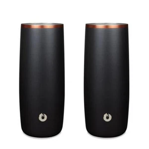 SNOWFOX Stainless Steel Highball Cocktail Glass Set, Set of 2 - Black - Picture 1 of 4