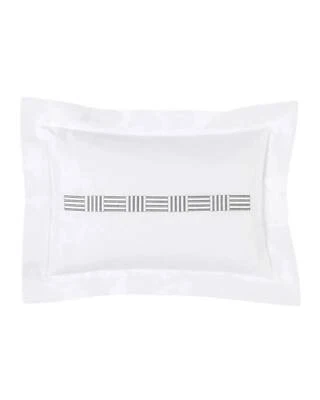 Pratesi Up Down Hotel BOUDOIR ALMOHADA SHAM Blanco PLATEADO GRIS Bordado NUEVO Foto 1 de 2